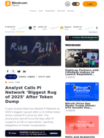 Analyst Calls Pi Network ‘Biggest Rug of 2025’ After Token Dump – Crypto News Bitcoin News