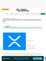 US-Iran tensions spike airline prices, XRP unaffected by geopolitical risks