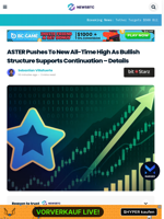 ASTER Pushes To New All-Time High As Bullish Structure Supports Continuation – Details