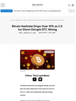 Bitcoin Hashrate Drops Over 39% as U.S. Ice Storm Disrupts BTC Mining