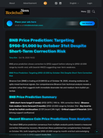 BNB Price Prediction: Targeting $950-$1,000 by October 31st Despite Short-Term Correction Risk - Blockchain.News