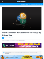 French Lawmakers Back Stablecoin Tax Change By A Single Vote | Bitcoinist.com
