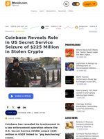 Coinbase Reveals Role in US Secret Service Seizure of $225 Million in Stolen Crypto – News Bytes Bitcoin News