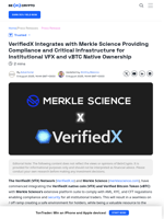 VerifiedX Integrates Merkle Science's Compliance Solutions for Secure Native vBTC & VFX Transactions