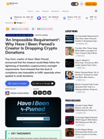 'An Impossible Requirement': Why Have I Been Pwned's Creator Is Dropping Crypto Donations