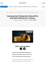 iGaming Giant SharpLink to Raise $1B to Buy More Ethereum for Treasury