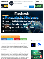 BlockDAG Explodes with $375M Raised, 2,660% Gains, and a Live Testnet Ready to Roll! Why It’s The Top Altcoin to Buy Now | Live Bitcoin News