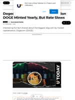Dogecoin Inflation Down: Five Billion DOGE Minted Yearly, But Rate Slows - U.Today