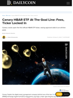 Canary HBAR ETF At The Goal Line: Fees, Ticker Locked In - DailyCoin
