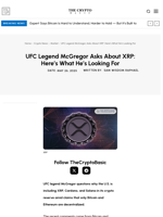UFC Legend McGregor Asks About XRP: Here’s What He’s Looking For