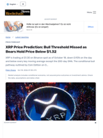 XRP Price Prediction: Bull Threshold Missed as Bears Hold Price Below $1.32 - Blockchain.News
