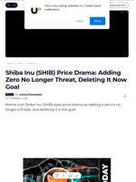 Shiba Inu (SHIB) Price Drama: Adding Zero No Longer Threat, Deleting It Now Goal - U.Today