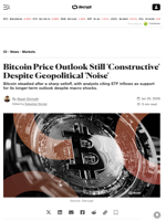 Bitcoin Price Outlook Still 'Constructive' Despite Geopolitical 'Noise' - Decrypt