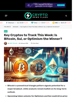 Key Cryptos to Track This Week: Is Bitcoin, Sui, or Optimism the Winner?