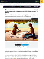 Xend Finance, Risevest Launch Tokenization Platform in Africa