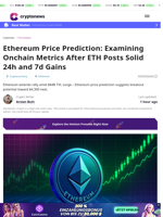 Ethereum Price Prediction: Examining Onchain Metrics After ETH Posts Solid 24h and 7d Gains