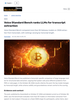 Voice Standard Bench ranks LLMs for transcript extraction - Blockchain.News
