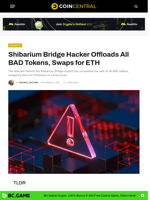 Shibarium Bridge Hacker Offloads All BAD Tokens, Swaps for ETH - CoinCentral