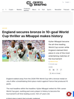 England secures bronze in 10-goal World Cup thriller as Mbappé makes history
