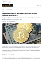 Google announces Gemini 4 Carbon with cyber defense benchmarks - Blockchain.News
