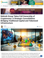 Mahreb Group Takes Full Ownership of Cryptonomy: A Strategic Consolidation Bridging Traditional Capital and Tokenized Infrastructure