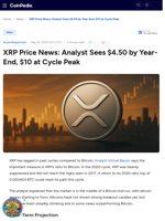 XRP Price News: Analyst Sees $4.50 by Year-End, $10 at Cycle Peak