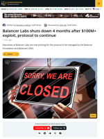 Balancer Labs Shuts Down, Protocol to Continue