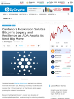 Cardano’s Hoskinson Salutes Bitcoin’s Legacy and Resilience as ADA Awaits Its Next Big Move ⋆ ZyCrypto