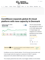 CoreWeave expands global AI cloud platform with new capacity in Denmark