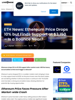 ETH News: Ethereum Price Drops 10% but Finds Support at $3,150 – Is a Bounce Near? | Live Bitcoin News