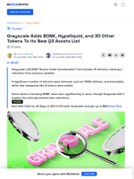 Grayscale Adds Several New Tokens to Its Updated Q3 Assets List