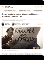 Crypto market’s weekly winners and losers - ALGO, OFT, SIREN, CORE - AMBCrypto