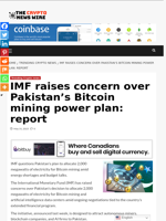 IMF raises concern over Pakistan’s Bitcoin mining power plan: report - The Crypto News Wire