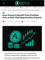 Aave to Benefit From Fed Rate Cuts as DeFi Yield Expand