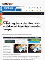 Dubai regulator clarifies real-world asset tokenization rules: Lawyer - The Crypto News Wire