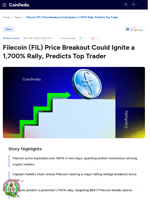 Filecoin (FIL) Price Breakout Could Ignite a 1,700% Rally, Predicts Top Trader