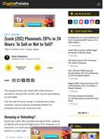 Zcash (ZEC) Plummets 26% in 24 Hours: To Sell or Not to Sell?