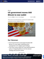 US government moves 668 Bitcoin to new wallet