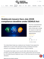 Stablecoin issuers face July 2028 compliance deadline under GENIUS Act
