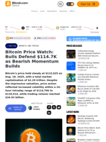 Bitcoin Price Watch: Bulls Defend $114.7K as Bearish Momentum Builds – Markets and Prices Bitcoin News