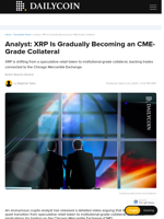 Analyst: XRP Is Gradually Becoming an CME-Grade Collateral - DailyCoin
