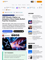 XRP Breaks Higher as Adoption Story Adds Bullish Fuel for Investors
