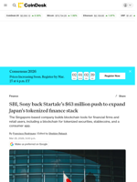 SBI, Sony back Startale’s $63 million push to expand Japan’s tokenized finance stack