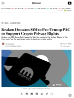 Kraken Donates $1M to Pro-Trump PAC to Support Crypto Privacy Rights - Decrypt