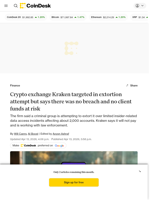 Crypto exchange Kraken targeted in extortion attempt; says no breach and no funds at risk