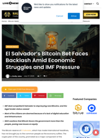 El Salvador’s Bitcoin Bet Faces Backlash Amid Economic Struggles and IMF Pressure | Live Bitcoin News