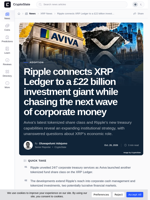 Ripple connects XRP Ledger to a £22 billion investment giant while chasing the next wave of corporate money