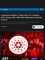 Long-Term Holders Underwater As Cardano Price Drops 10%, Will ADA Rebound or Extend Losses?