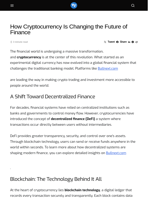 How Cryptocurrency Is Changing the Future of Finance - Visionary Financial