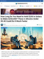 How Long Do You Need to Hold $250 in Solana to Make $250,000? These 2 Altcoins Under $0.40 Could Do It Much Faster